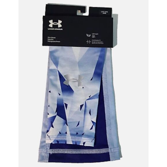 Under Armor UA Arm Sleeve Unisex Adult L/XL Blue Geometric Athleticwear Pullover - Picture 1 of 4